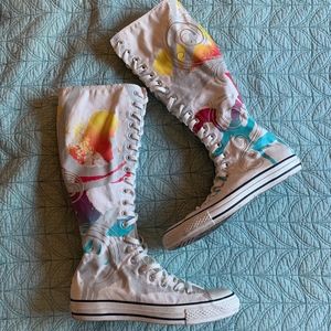 CONVERSE All Star White Paint Swirl XX High Knee S